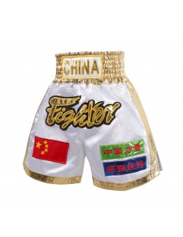 Side Panel Muay ThaiShorts White and Gold