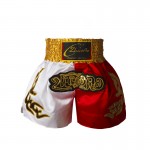Classic Muay Thai Shorts Yellow Waist White and Red Classic Muay Thai Shorts Yellow Waist White and Red
