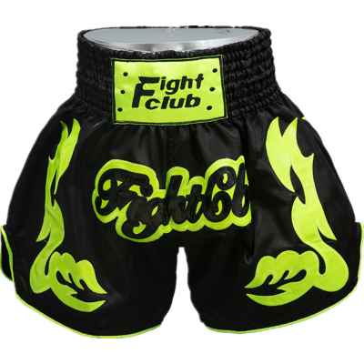 Contrast Inner  Hem Muay Thai Shorts Black and Green