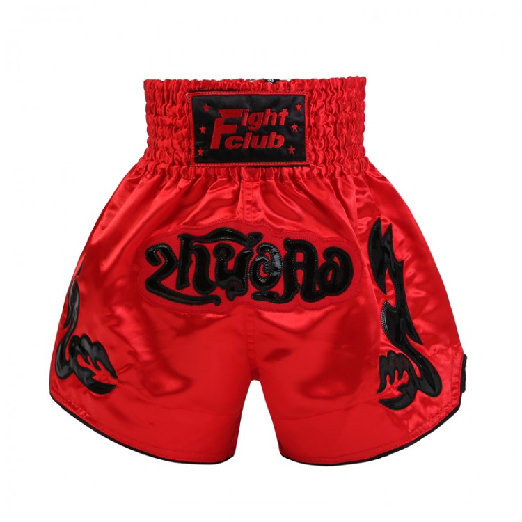 Contrast Inner  Hem Muay Thai Shorts Red and Black