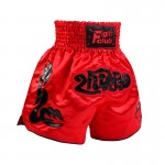 Contrast Inner  Hem Muay Thai Shorts Red and Black