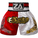 Contrast Inner Hem Muay Thai Shorts White and Red Contrast Inner Hem Muay Thai Shorts White and Red