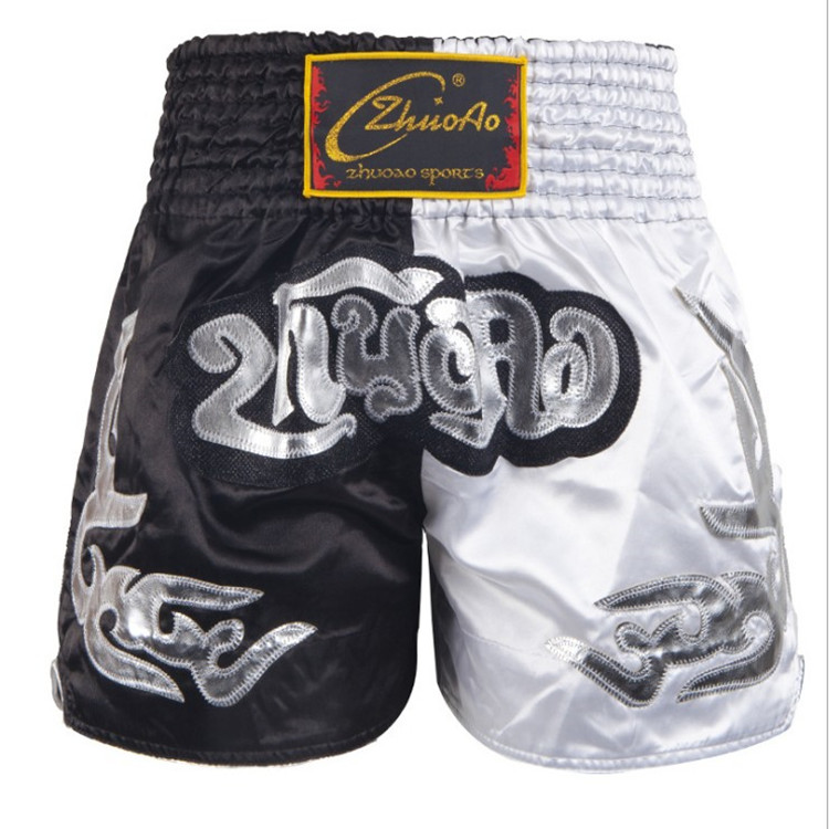 Contrast Inner Hem Muay Thai Shorts Black and White Contrast Inner Hem Muay Thai Shorts Black and White