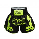 Contrast Inner Hem Muay Thai Shorts Black and Green Contrast Inner Hem Muay Thai Shorts Black and Green