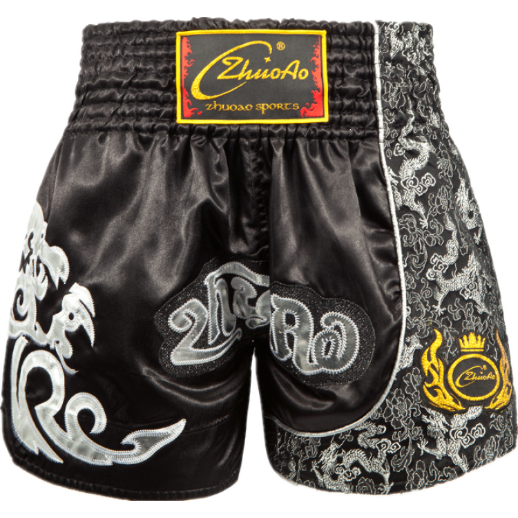 Contrast Inner Hem Muay Thai Shorts Black and Sliver Contrast Inner Hem Muay Thai Shorts Black and Sliver