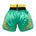 Contrast Inner Hem Muay Thai Shorts Green Contrast Inner Hem Muay Thai Shorts Green