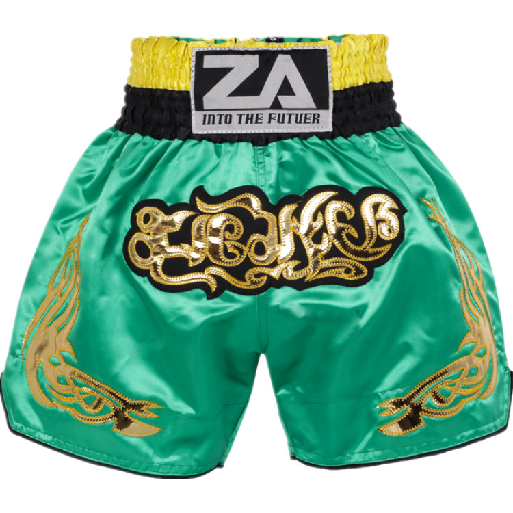 Contrast Inner Hem Muay Thai Shorts Green Contrast Inner Hem Muay Thai Shorts Green