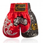 Contrast Inner Hem Muay Thai Shorts Red and Sliver Contrast Inner Hem Muay Thai Shorts Red and Sliver