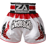 Contrast Inner Hem Muay Thai Shorts White and Red Contrast Inner Hem Muay Thai Shorts White and Red