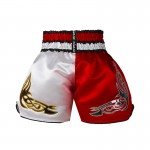 Contrast Inner Hem Muay Thai Shorts White and Red Contrast Inner Hem Muay Thai Shorts White and Red