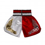 Contrast Inner Hem Muay Thai Shorts White and Red Contrast Inner Hem Muay Thai Shorts White and Red