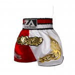 Contrast Inner Hem Muay Thai Shorts White and Red Contrast Inner Hem Muay Thai Shorts White and Red
