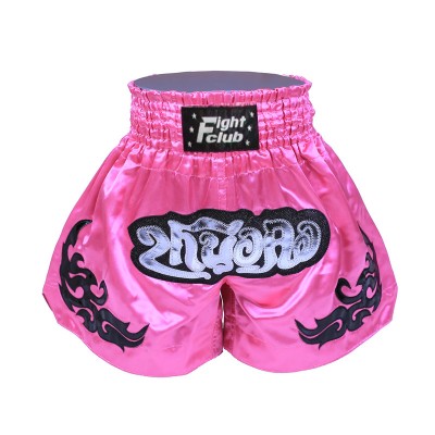 Contrast Inner  Hem Muay Thai Shorts Pink and Black