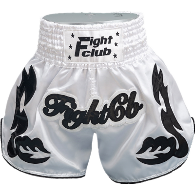Contrast Inner  Hem Muay Thai Shorts White and Black