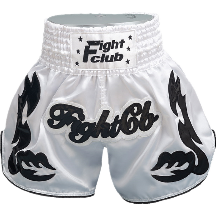 Contrast Inner Hem Muay Thai Shorts White and Black Contrast Inner Hem Muay Thai Shorts White and Black