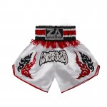 Contrast Inner Hem Muay Thai Shorts White and Red Contrast Inner Hem Muay Thai Shorts White and Red