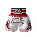 Contrast Inner Hem Muay Thai Shorts White and Red Contrast Inner Hem Muay Thai Shorts White and Red