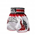 Contrast Inner Hem Muay Thai Shorts White and Red Contrast Inner Hem Muay Thai Shorts White and Red
