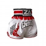 Contrast Inner Hem Muay Thai Shorts White and Red Contrast Inner Hem Muay Thai Shorts White and Red