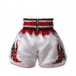 Contrast Inner Hem Muay Thai Shorts White and Red Contrast Inner Hem Muay Thai Shorts White and Red