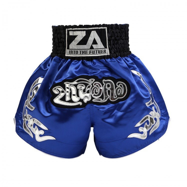 Contrast Inner  Hem Muay Thai Shorts Blue and Black
