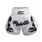 Contrast Inner Hem Muay Thai Shorts White and Black Contrast Inner Hem Muay Thai Shorts White and Black