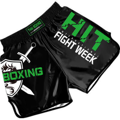 Heat-Printed Muay Thai Shorts Black and Green