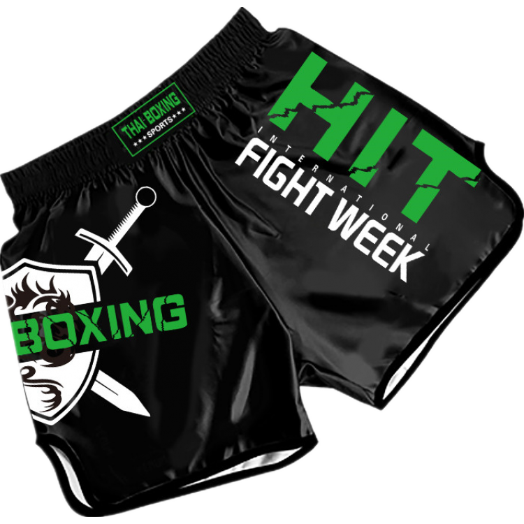 Heat-Printed Muay Thai Shorts Black and Green