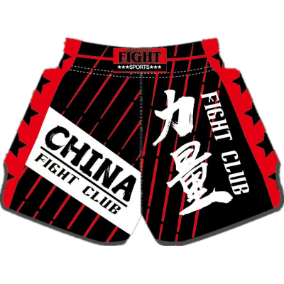 Heat-Printed Muay Thai Shorts Black and Red 2