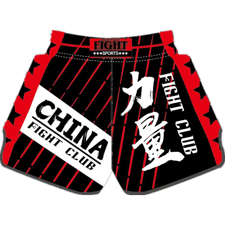 Heat-Printed Muay Thai Shorts Black and Red 2 Heat-Printed Muay Thai Shorts Black and Red 2