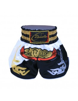 Heat-Printed Muay Thai Shorts Black and White