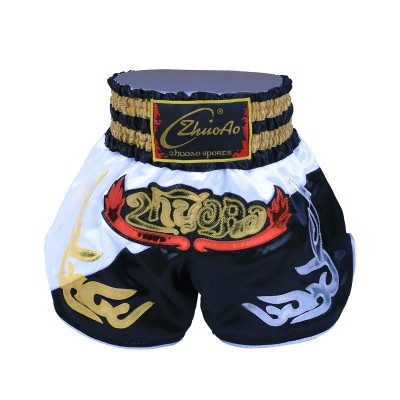 Heat-Printed Muay Thai Shorts Black and White