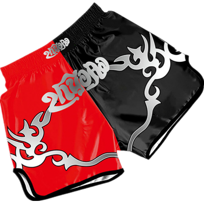 Heat-Printed Muay Thai Shorts Red and Black 3