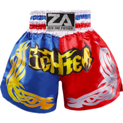 Heat-Printed Muay Thai Shorts Red and Blue