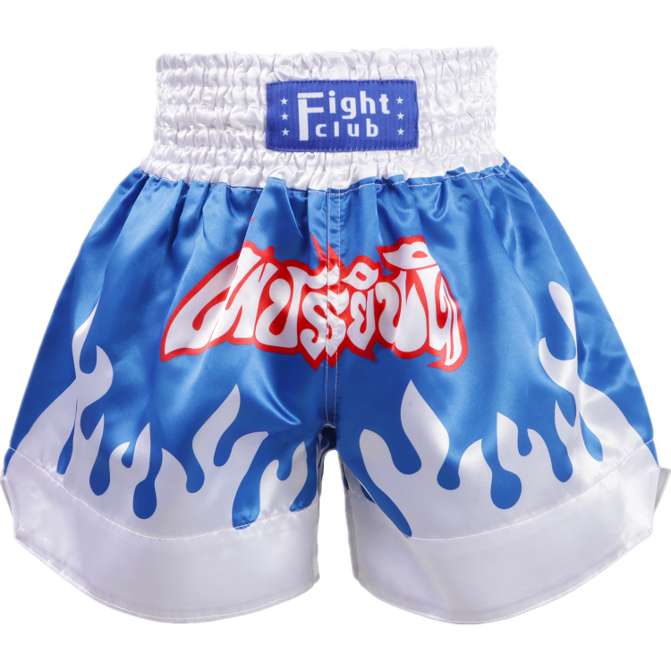 Heat-Printed Muay Thai Shorts Blue and Sliver Heat-Printed Muay Thai Shorts Blue and Sliver