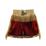 Tassel Shorts Wine Red with Gold