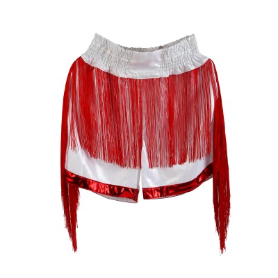 Tassel Shorts White with Red Long Tassel