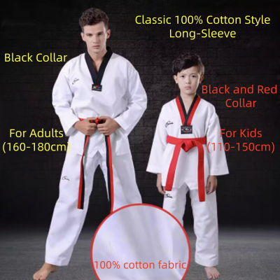 Classic 100% Cotton Style Long-Sleeve Taekwondo Uniform 