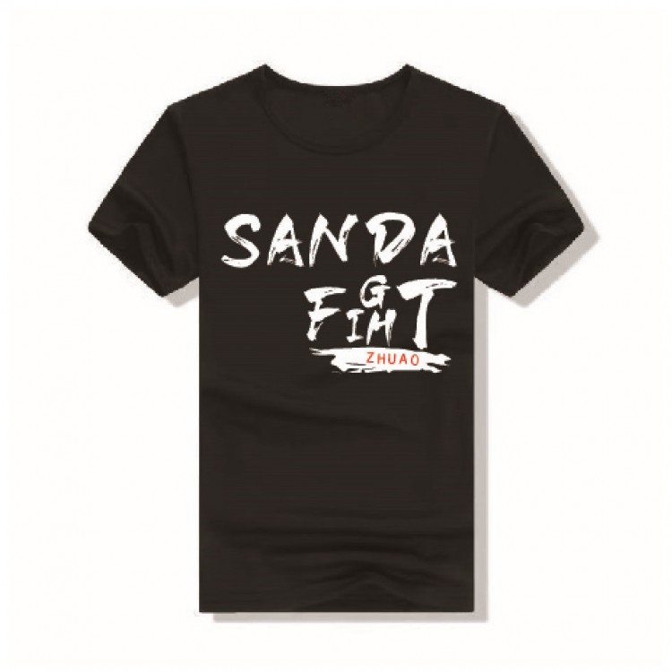 100% Cotton Black SANDA Muay Thai Top