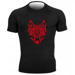 Quick-dry Fabric with a Black-printed Red Wolf Head Black T-shirt Quick-dry Fabric with a Black-printed Red Wolf Head Black T-shirt