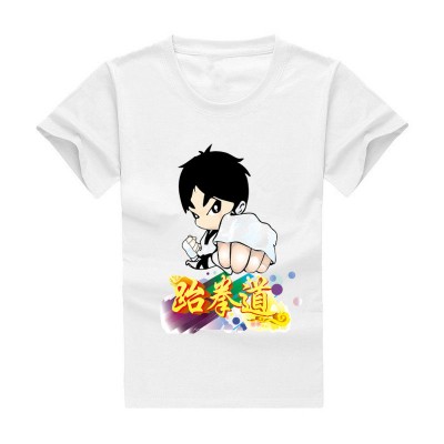 Quick-drying White T-shirt with Colorful Figure Print