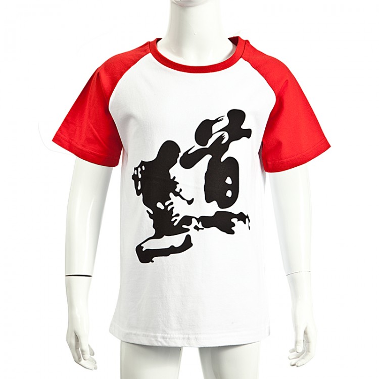 Cotton T-shirt with Red Sleeves Cotton T-shirt with Red Sleeves