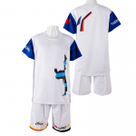 Quick-dry T-shirt with blue sleeves+Cotton shorts