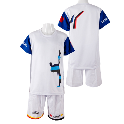 Quick-dry T-shirt with blue sleeves+Cotton shorts