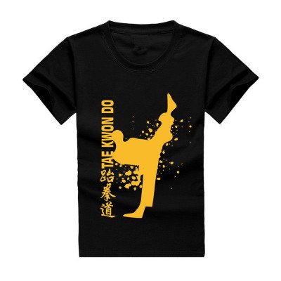 Quick-drying Black T-shirt with Gold Foil Print