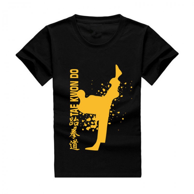 Quick-drying Black T-shirt with Gold Foil Print Quick-drying Black T-shirt with Gold Foil Print