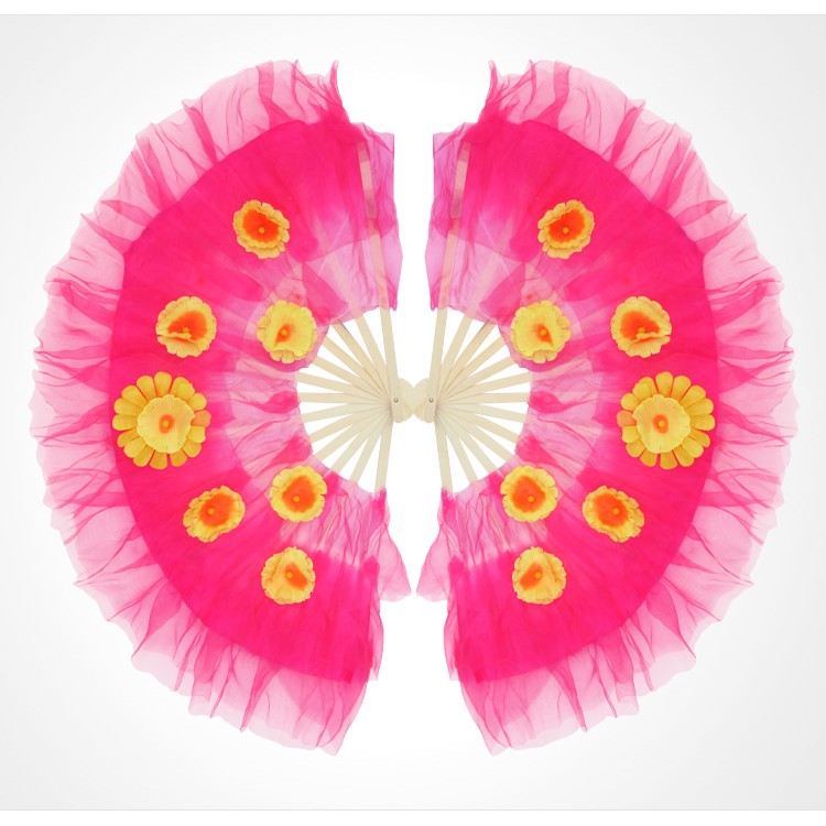 Left & Right Hand Sunflower Mesh Dance Fans Left & Right Hand Sunflower Mesh Dance Fans