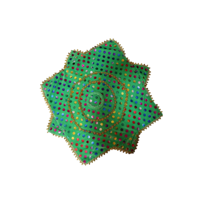 Green Handkerchief with Colorful Polka Dots