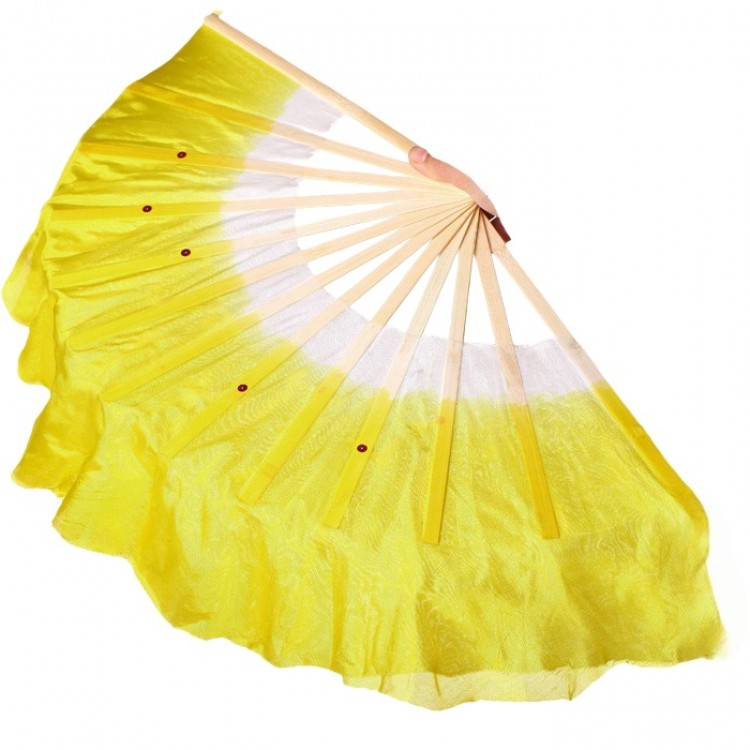 Yellow Dance Fans Left and Right Hands