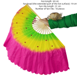 Three-color gradient fan (green-yellow-pink, left and right hands)